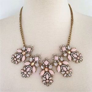 ($8) Pink Rhinestone Gold Tone Necklace